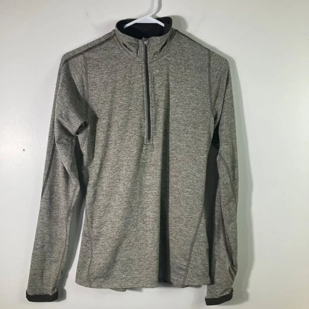 Womens Nike Element Dri Fit Running Top Long Sleeve 1/2 Zip Top Gray Green Brown